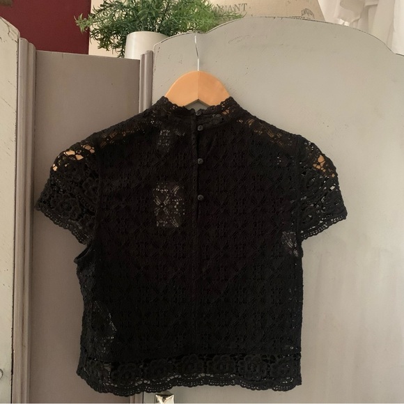 Black Lace Mock Neck Top - Picture 7 of 9